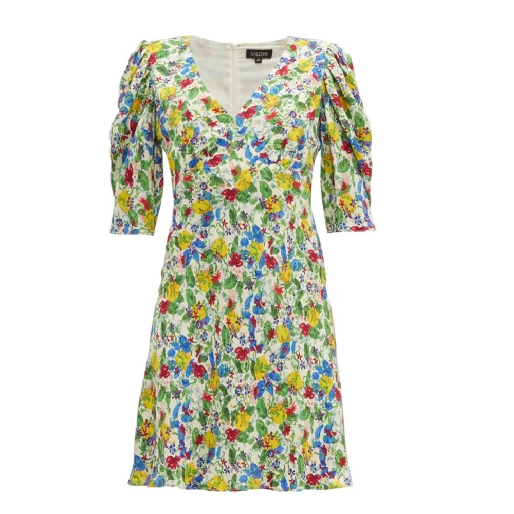 Saloni Colette Floral / Lemons Print Mini Dress Size US 4